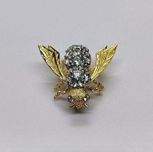 2CT Round Cut Lab-Created Diamond &quot;Bee&quot; Design Pin Brooch 14k Yellow Gold Plated - £230.65 GBP
