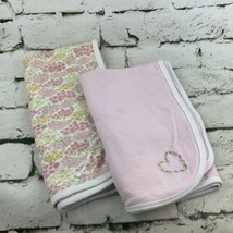 Little Me Baby Blanket Pink Heart Floral Print Pink Lot Of 2 Receiving Swaddling - $19.79
