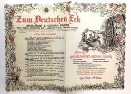 Zum Deutschen Eck Restaurant Paper Placemat 1970s German Food Chicago IL - £23.21 GBP