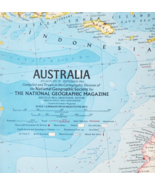 1963 Australia Continent Map National Geographic Antique 24.75 x 19&quot; F13H - $549.13 MXN