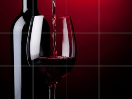 24&quot;X18&quot; Tile Medallion red wine bottle glass gourmet wineglass fine backsplash - £110.76 GBP
