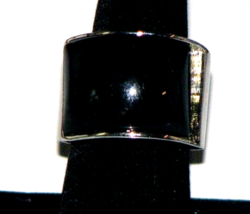 Antique Black Curved Onyx Ring, 925 Sterling Silver Ring Size 7 - £23.45 GBP