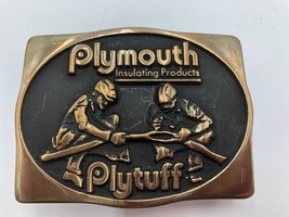Vintage Solid Brass Belt Buckle Plymouth Insulating Products Plytuff Made in USA - £13.49 GBP