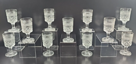 11 Anchor Hocking Wexford Wine Glasses Set Vintage Clear Cut Etched Stem... - £77.18 GBP