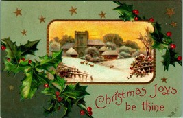 Holly And Cabin Scene Christmas Joys Be Thine Embossed 1905 UDB Postcard B11 - £5.63 GBP