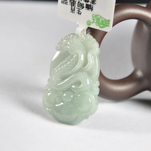 Free Shipping -  Natural  white Jadeite Jade carved snake charm pendant - £15.97 GBP