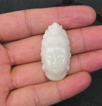 FREE SHIPPING Natural white jade prayer best Blessing Meditation Buddha charm ja - £15.97 GBP