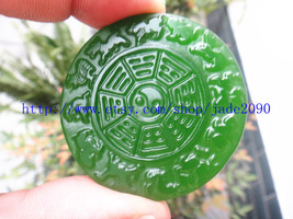 Free Shipping - good luck Hand-carved Natural Green jadeite jade Blessing Health - £20.95 GBP
