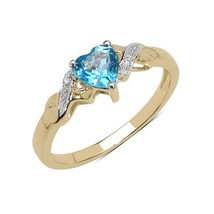0.45Ct Finto Topazio Blu Cuore Anello di Fidanzamento 14K Giallo Placcat... - $108.23