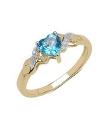 0.45Ct Finto Topazio Blu Cuore Anello di Fidanzamento 14K Giallo Placcat... - $2,045.13 MXN