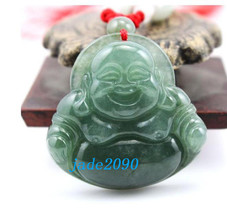 FREE SHIPPING Natural dark green  jade Happy /  happiness /  Compassion laughing - £15.94 GBP