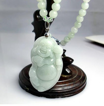 FREE SHIPPING Natural WHITE jade Happy /  happiness /  Compassion buddha charm b - £31.69 GBP