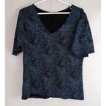 Metaphor Women&#39;s Beautiful Blue &amp; Black Beaded Metallic Blouse Size XL - £15.49 GBP
