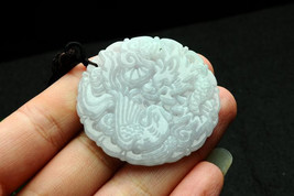 Free Shipping - Natural  Green jadeite jade carved dragon and Phoenix  Round sha - £15.97 GBP