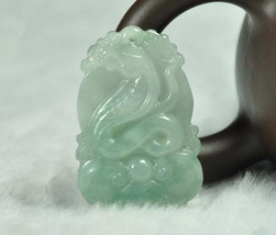 Free Shipping -  Natural  green Jadeite Jade carved snake charm pendant - £15.98 GBP
