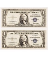 Lot of 2 Consecutive 1935-F Silver Certificate Star Notes FR #1615* AU+ - $74.81