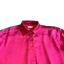 Good American Bright Pink Satin Button-Down Shirt Top Blouse Size XS Wom... - $48.38