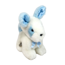 8&quot; Vintage Eden Blue + White Puppy Dog Musical Wind Up Stuffed Animal Plush Toy - £51.36 GBP