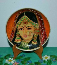 &quot;Indian Princess&quot; Ceramic Decorative Hand Made Small Plate on Wooden Stand - £13.15 GBP
