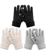 Kids Winter Gloves 3 Pairs, Chenille Knit Gloves for Cold weather 3-8 Years - £12.09 GBP