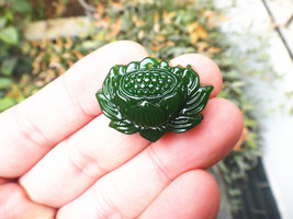 Free shipping - Hand carved  Natural dark green  jade jadeite buddha Lotus / bud - £19.43 GBP