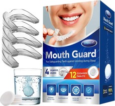 Mouth Guard for Grinding Teeth at Night w/12 Cleaning Tablets - 4 Pack/2... - £13.23 GBP