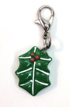 Clip on Charm Christmas Holiday Green Holly Berry Leaf for Bracelet - £5.50 GBP