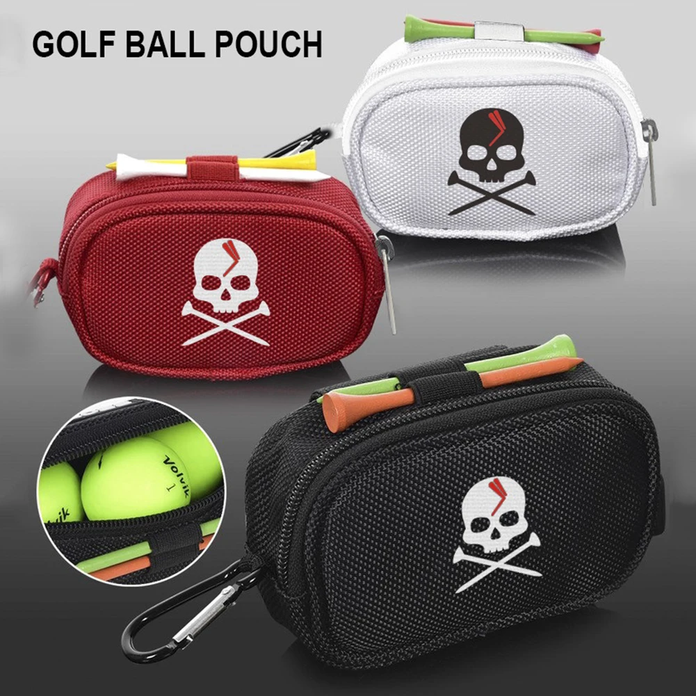 Sporting 1 Pcs Mini GOLF Ball Bag with 2 Tees Holder Storage Pouch Portable Skul - £23.84 GBP