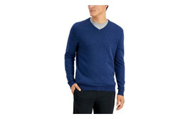 Alfani Men&#39;s Solid V-Neck Cotton Sweater in Indigo Heather-Size 2XL - £13.34 GBP
