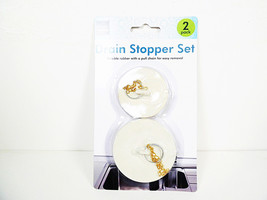 Sink Drain Stoppers Kitchen Bathroom Tub Stops Rubber Stopper White Plug 2 Plugs - £4.95 GBP