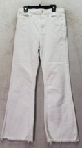 Stradivarius Flare Jeans Women Size 8 White Denim Cotton Flat Front Straight Leg - £18.12 GBP