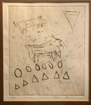 Artist&#39;s Proof Signed 1973 Primitive Subject Etching Artwork - £193.40 GBP