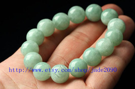 Free Shipping - green jadeite jade bracelet ,   Natural Green jadeite Jade Round - £23.90 GBP