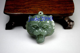 Free Shipping - AAA Natural Green jade Good luck Hand- carved Natural green Tige - £23.52 GBP