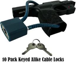 10 Pack KEYED ALIKE Cable Gun Locks with Keys 13.5&quot; for Pistols, Shotgun... - $749.69 MXN