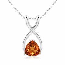 ANGARA 5mm Natural Citrine Wishbone Pendant Necklace with Diamond in Silver - £86.75 GBP+