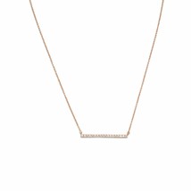 Handmade Simulated Diamonds Bar Pendant 14K Rose Gold Plated Necklace Gift 16+2&quot; - £107.24 GBP