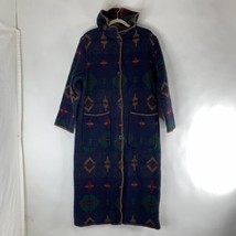 Vintage Woolrich Southwest Aztec Wool Blanket Long Hooded Coat Jacket M Navajo - £171.31 GBP