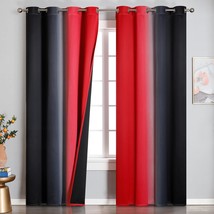 Full Light Blocking Thermal Insulated Gradient Grommet Curtains And Drapes For - £43.19 GBP