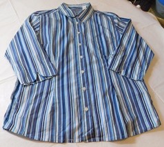 Trend 3/4 Sleeve button up shirt blouse Womens Size 8 Blues White Striped NWOT - £16.35 GBP