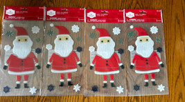 Holiday Time Christmas Winter Gel Window Clings Santa Set Of 4 - £7.81 GBP