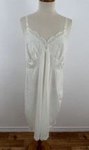 Vintage Aristocraft Women&#39;s 40 Full Slip Dress White Nylon Lace Trim - £17.93 GBP