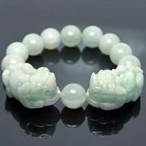 Free Shipping - good luck Amulet Natural green jade carved &#39;&#39; PI YAO&#39;&#39; Prayer Be - £23.60 GBP
