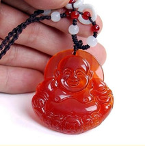 Free shipping  Natural Red jade jadeite buddha charm jade pendant - £18.90 GBP