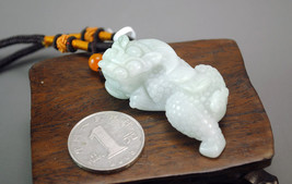 Free Shipping - good luck Real Natural white jade carved Pi Yao  Amulet charm Pe - £20.45 GBP