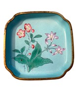 Chinese Cloisonne Enamel Trinket Dish Floral Design &amp; Gold Trim - $52.41 CAD
