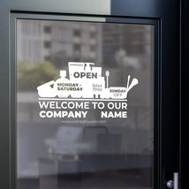 Anewdecals Contemporary Store Hours Decal - Business Hours Vinyl Sticker - Openi - £77.90 GBP