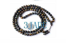 Free Shipping - 8.5 MM AAA Grade Hand Carved Pure natural Blue Tiger&#39;s Eye Tibet - £31.89 GBP