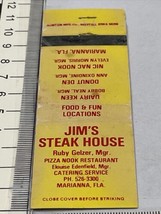 Vintage Matchbook Cover Jim’s Steak House Restaurant Marianna, FL gmg. Unstruck - £9.73 GBP