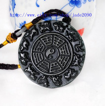 Free shipping -  chinese Taoism gossip Natural black jade gossip charm j... - $26.00